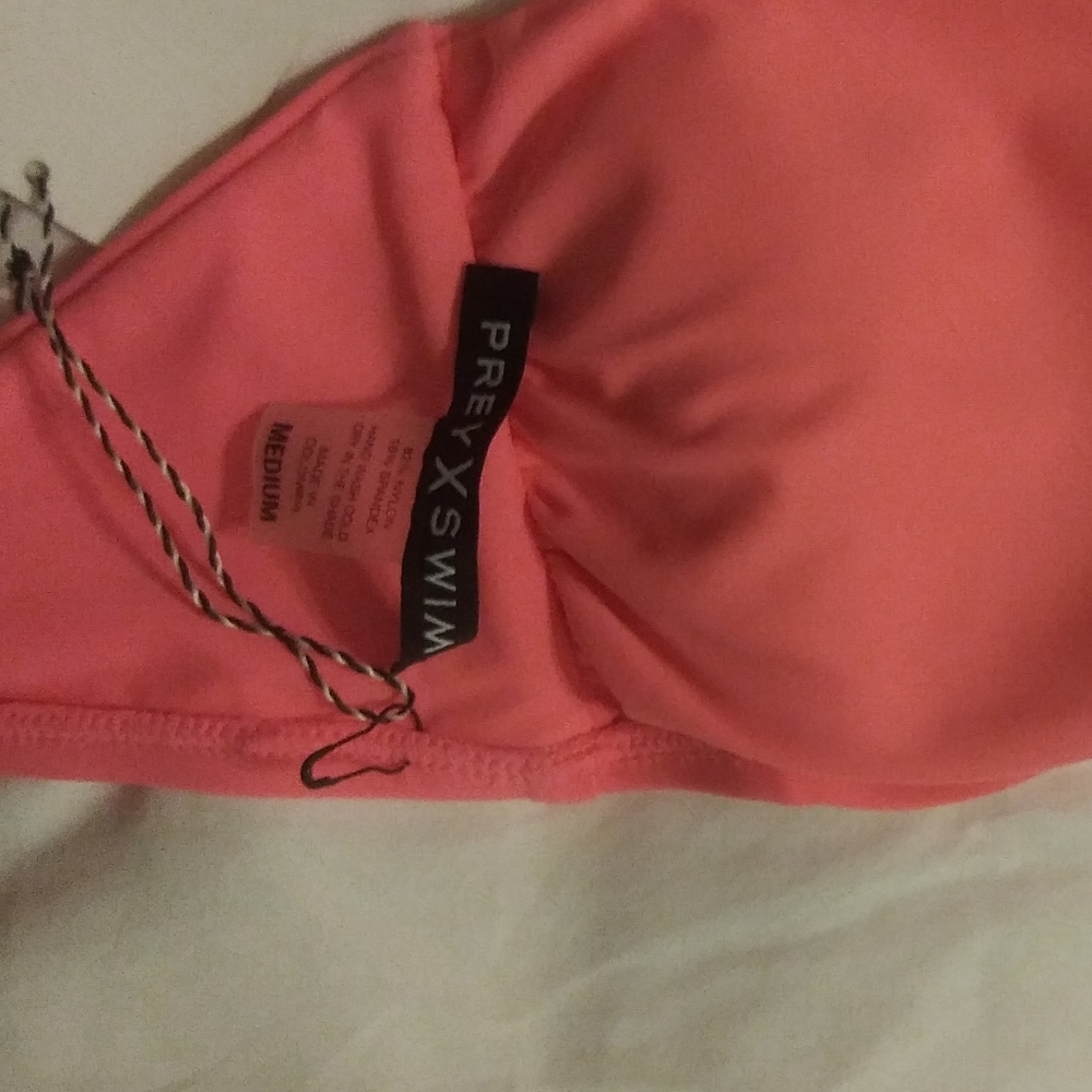 Prey Swim coral bandeau top